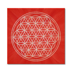 Blume des Lebens rot Keilrahmenbild Frontalbild Art 6